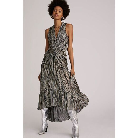 Anthropologie - Misa Metallic High-Low Midi Dress size M - Picture 1 of 14